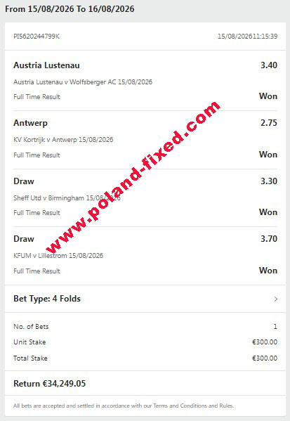 100% sure fixed matches
