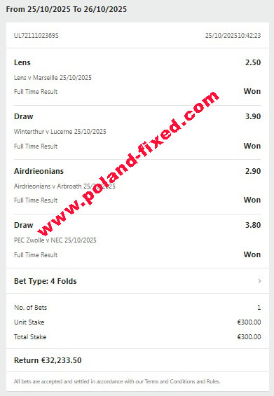 Vip fixed ticket 100% sure